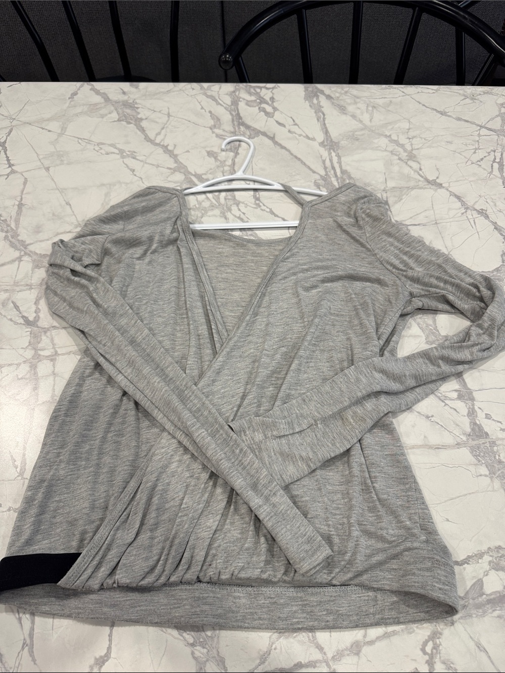 Light Gray Women's Long-Sleeve Wrap Top